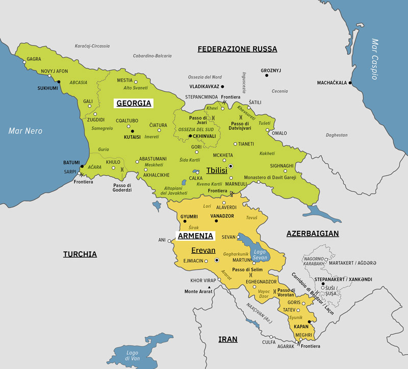In Caucaso. Un viaggio tra Georgia e Armenia_di Eleonora Sacco_Bottega Errante Edizioni_2026__mappa